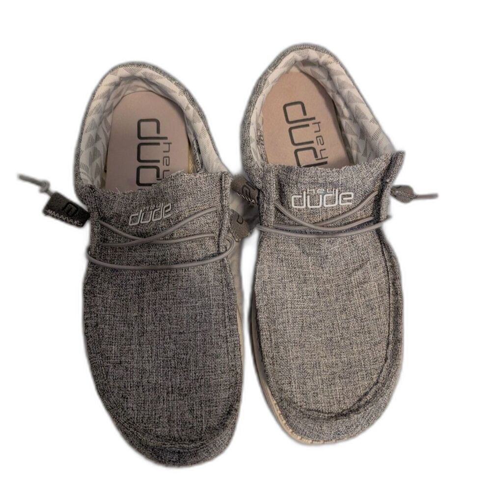 HEYDUDE Men's Wally Linen Loafers Grey Size 12 NWOT